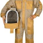 Khaki 3-layer ventilated bee suit with detachable veil for men and women