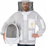 White ultralight bee jacket with round and fencing veils included