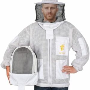 White ultralight bee jacket with round and fencing veils included