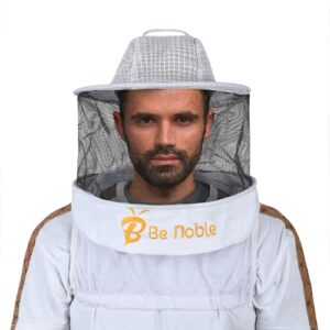 White round bee veil with 3-layer ventilated mesh for beekeeping