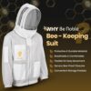 Beekeeper wearing 3-layer ventilated bee suit during summer hive inspection