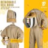 Khaki bee suit YKK zipper with velcro storm flap closure