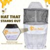 White round beekeeping veil side profile showing wide brim
