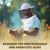 Beekeeper wearing white round veil during hive inspection