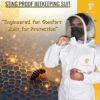 Beekeeper wearing Be Noble cotton bee suit during hive inspection