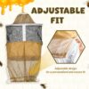 Khaki round bee veil with 3-layer ventilated mesh for beekeeping