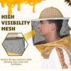 Khaki round beekeeping veil profile with wire-reinforced brim