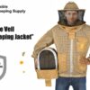 Commercial beekeeper wearing khaki bee jacket during apiary work
