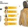 Commercial beekeeper wearing khaki bee jacket during apiary work