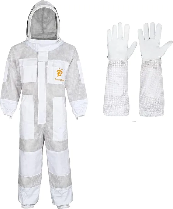 Full body 3-layer ventilated beekeeping suit with detachable veil