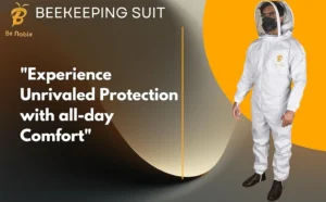 Round veil with stainless mesh attached to cotton bee suit