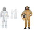 3-layer ventilated bee suit in white with detachable round veil